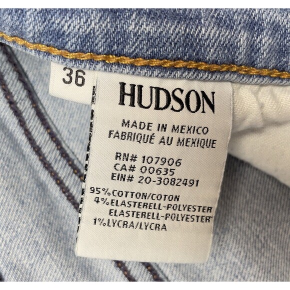 Hudson Blake Slim Straight Zip Fly Jeans Men's W36 L33 Stretch Light Blue Denim - Picture 6 of 10